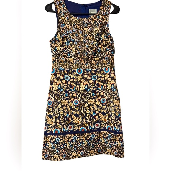 Anthropologie Maeve Brindille Mini Sheath Dress Blue Floral Sleeveless Size 4 - Picture 2 of 9